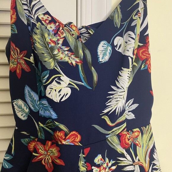 Forever 21 Romper Shorts Women Small Blue Floral Tropical Sleeveless Open Back - Picture 4 of 10